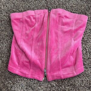Pink Zip-Up Corset Top